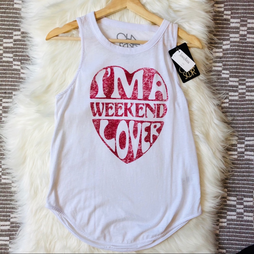 NWT Chaser I’m a Weekend Lover White Tank S - Picture 2 of 4